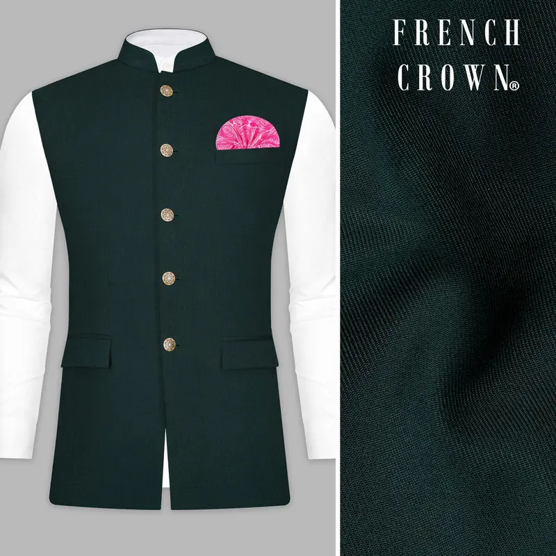 Timber Green Wool Rich Nehru Jacket 1