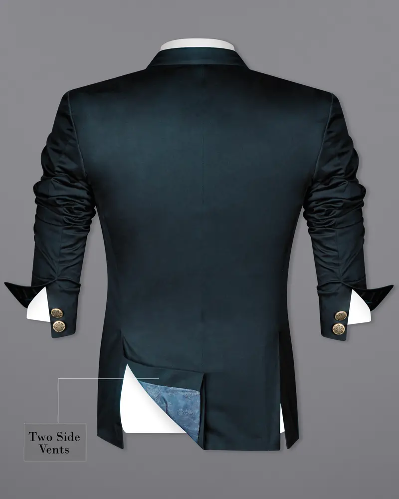 Timber Sea Green Solid Stretchable Premium Cotton Bandhgala Traveler Blazer 8
