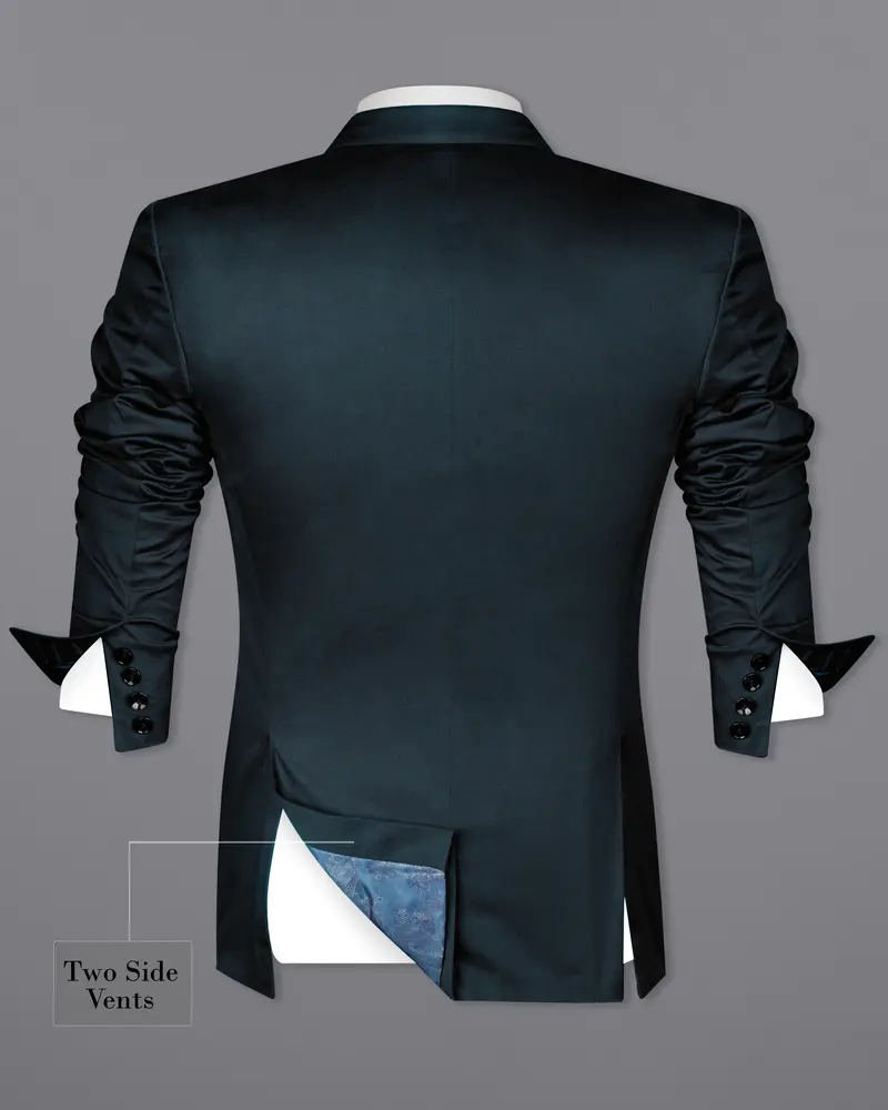 Timber Sea Green Solid Stretchable Premium Cotton Double Breasted Traveler Blazer 8