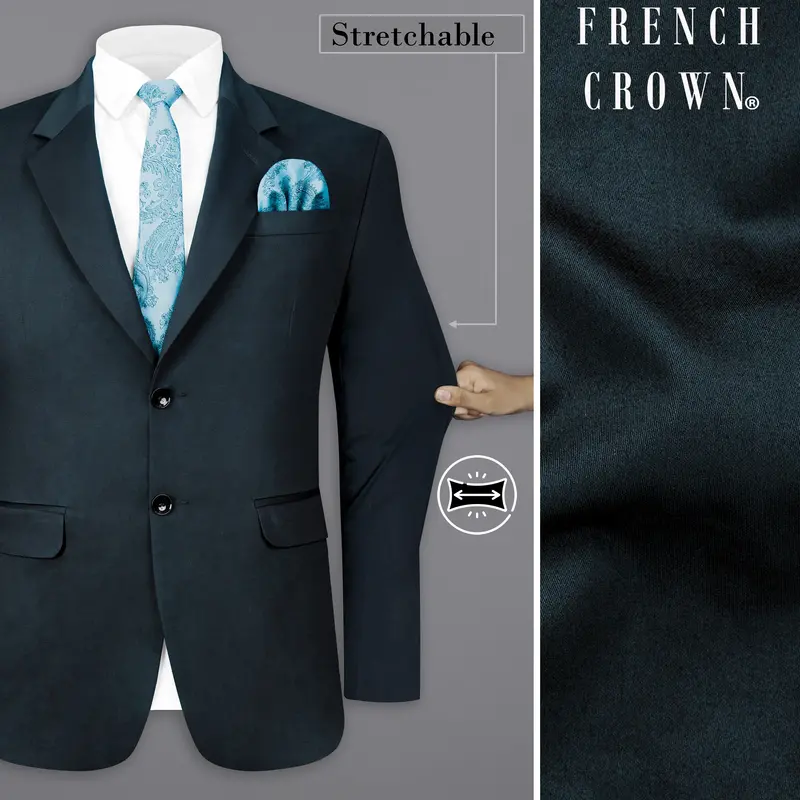 Timber Sea Green Solid Stretchable Premium Cotton Traveler Blazer 1