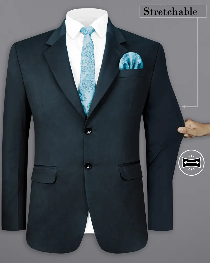 Timber Sea Green Solid Stretchable Premium Cotton Traveler Blazer 2