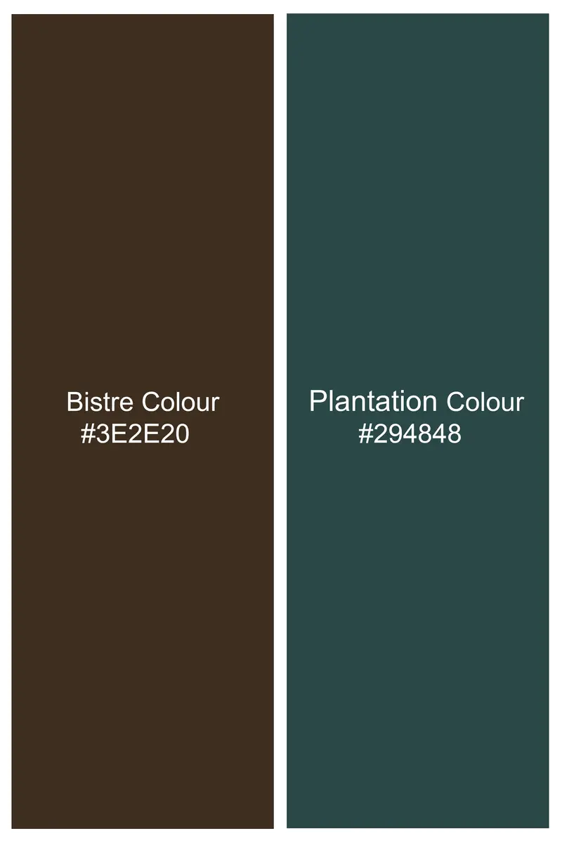 Timberline-Bistre Brown And Plantation Green Barcode Stripes Jacquard Textured Premium Cotton Dress Shirt 7