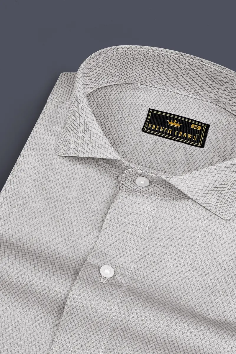 Timberwolf And Sandrift Geometrical Patterned Dobby Textured Premium Giza Cotton Shirt 1