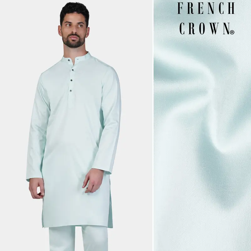 Timberwolf Blue Subtle Sheen Super Soft Premium Cotton Kurta 1