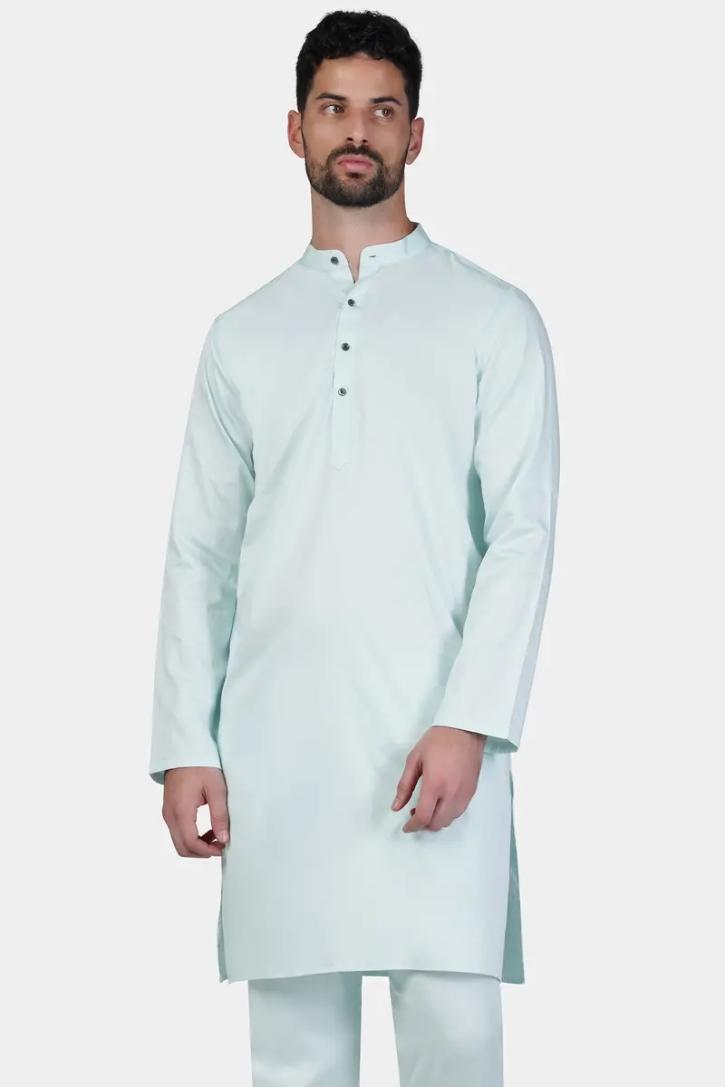 Timberwolf Blue Subtle Sheen Super Soft Premium Cotton Kurta 2