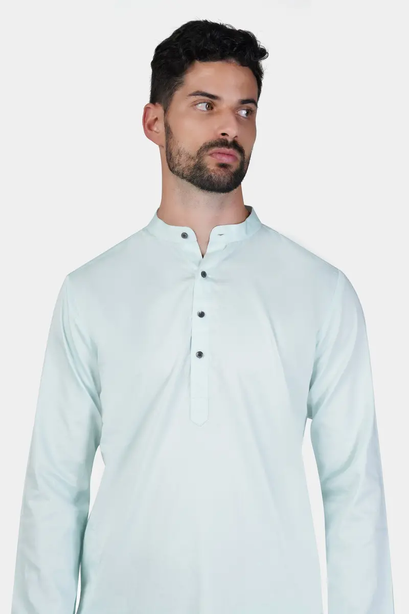Timberwolf Blue Subtle Sheen Super Soft Premium Cotton Kurta 4