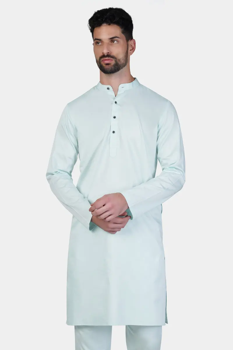 Timberwolf Blue Subtle Sheen Super Soft Premium Cotton Kurta 5