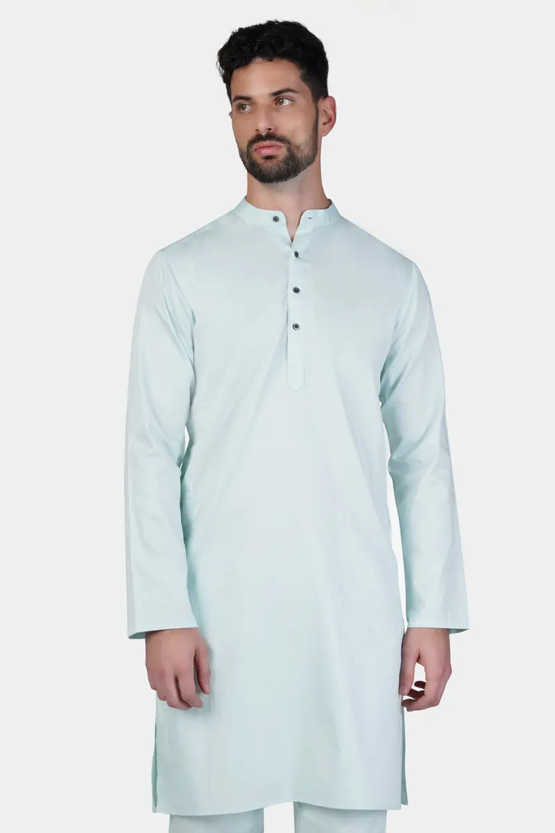 Timberwolf Blue Subtle Sheen Super Soft Premium Cotton Kurta 6