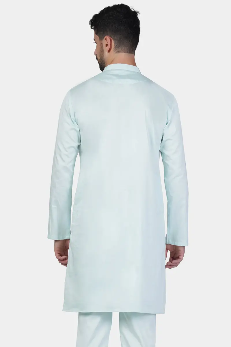 Timberwolf Blue Subtle Sheen Super Soft Premium Cotton Kurta 7