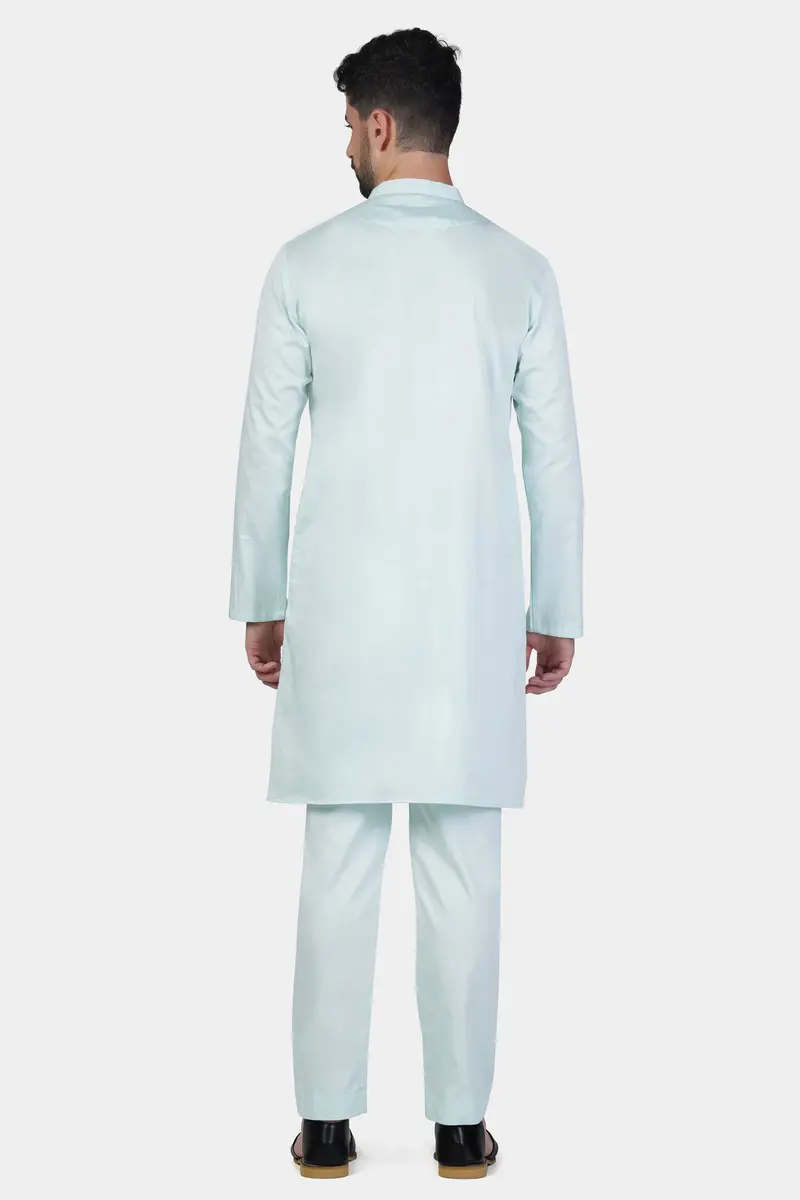 Timberwolf Blue Subtle Sheen Super Soft Premium Cotton Kurta 9