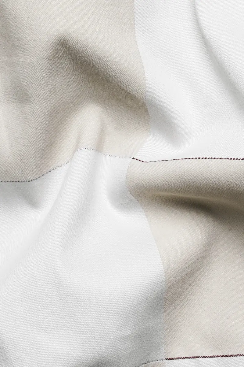 Timberwolf Cream And Quill Gray Checked Subtle Sheen Super Soft Premium Cotton Shirt 2
