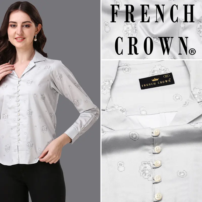 Timberwolf Gray With Printed Super Soft Premium Cotton Women’S Shirt 1