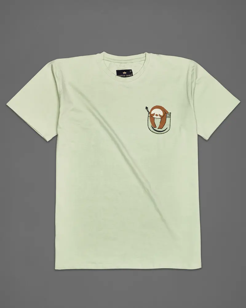 Timberwolf Green Embroidered Organic Designer T-Shirt 2