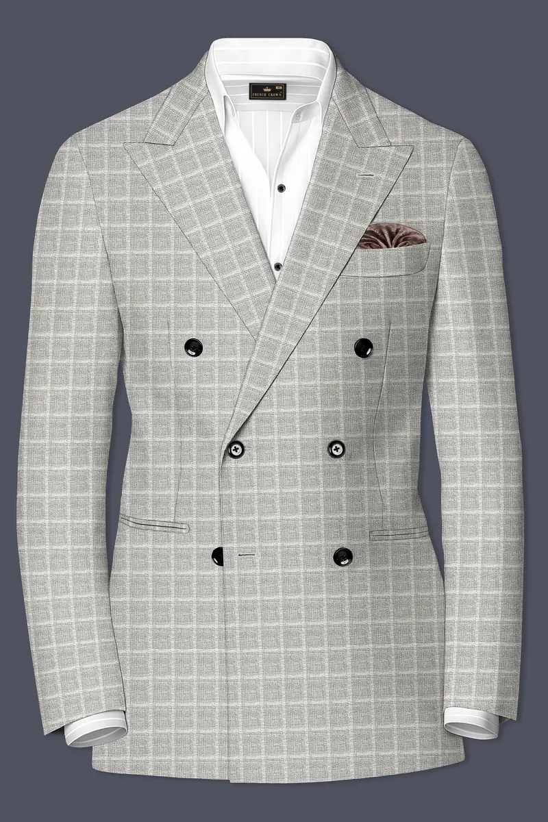 Timberwolf Light Brown Plaid Double Breasted Blazer 2