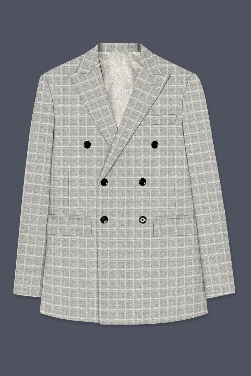 Timberwolf Light Brown Plaid Double Breasted Blazer 7