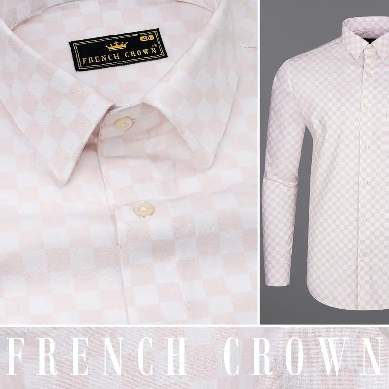 Timberwolf White And Carousel Peach Checked Premium Cotton Shirt 10