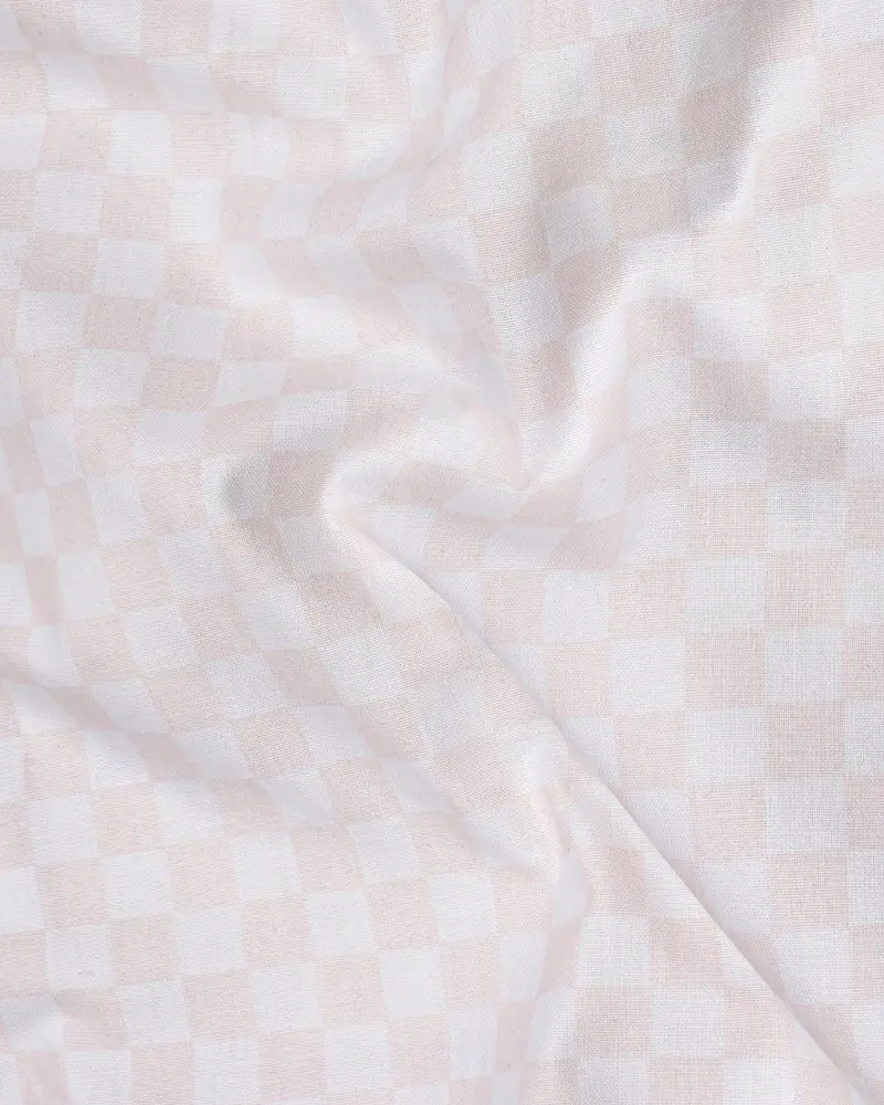 Timberwolf White And Carousel Peach Checked Premium Cotton Shirt 2
