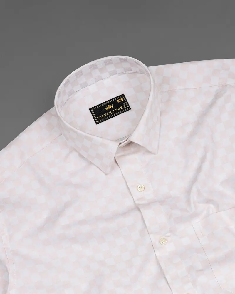 Timberwolf White And Carousel Peach Checked Premium Cotton Shirt 4