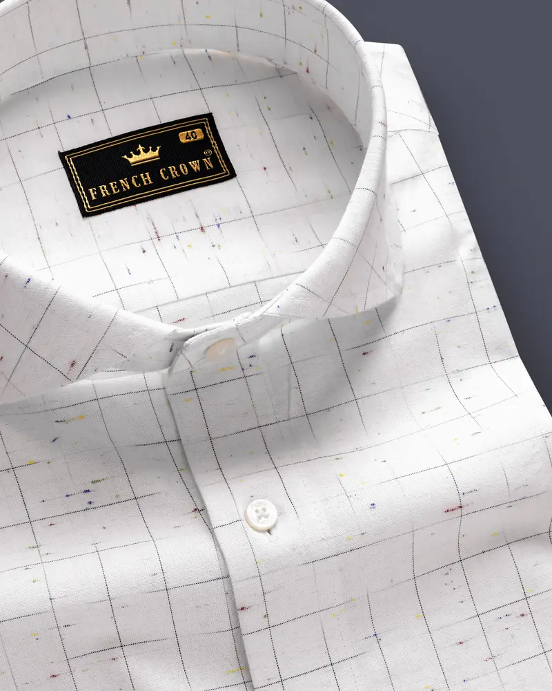 Titanloom-Mercury Gray Plaid Luxurious Linen Dress Shirt 1
