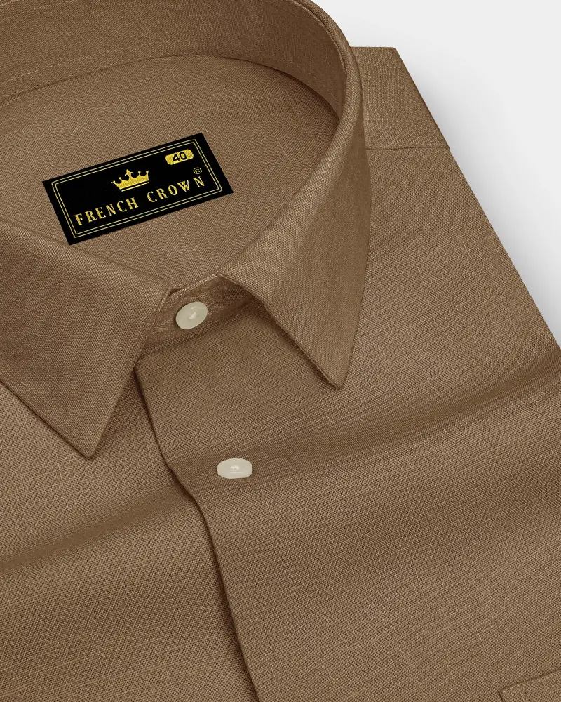 Toast-Pastel Brown Luxurious Linen Dress Shirt 1