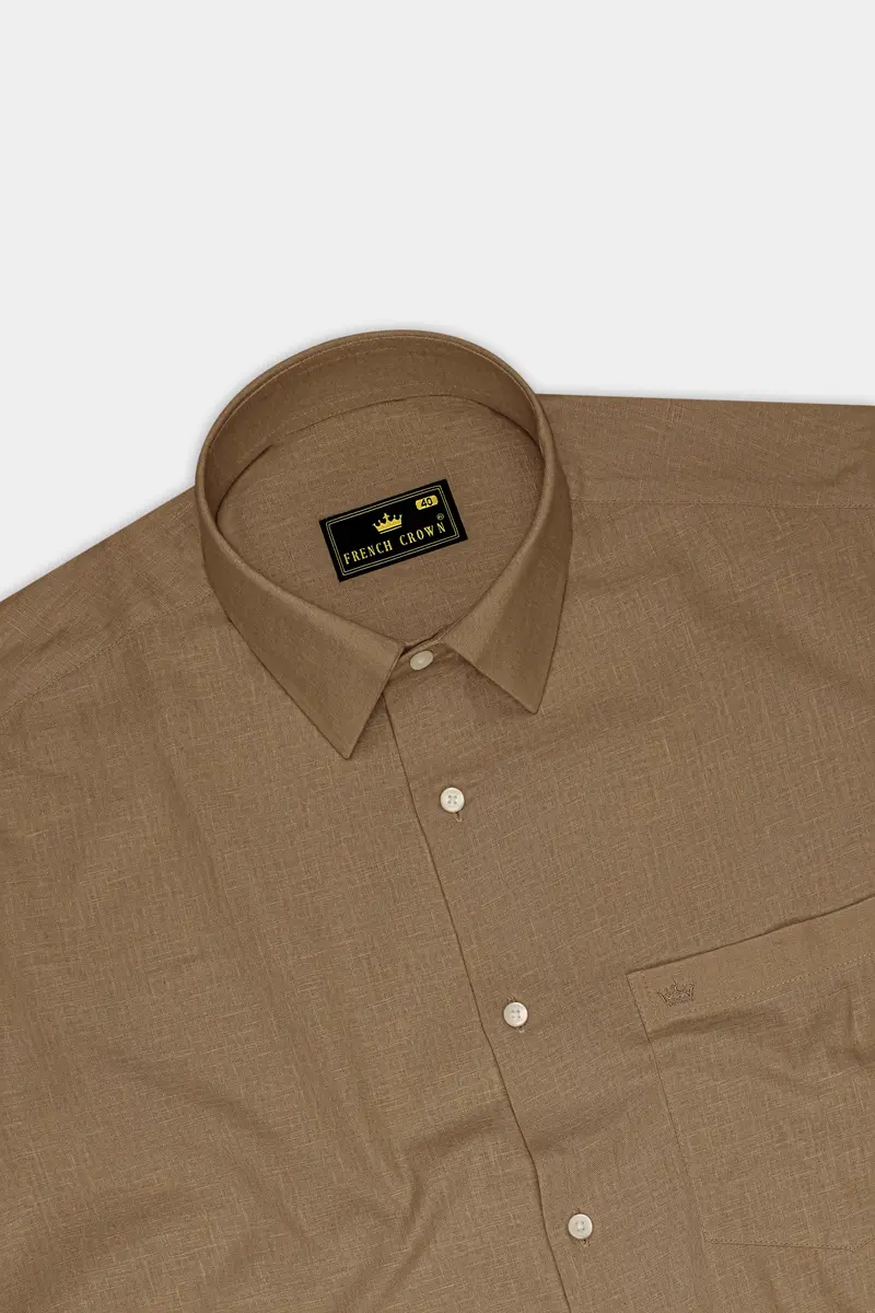 Toast-Pastel Brown Luxurious Linen Dress Shirt 5