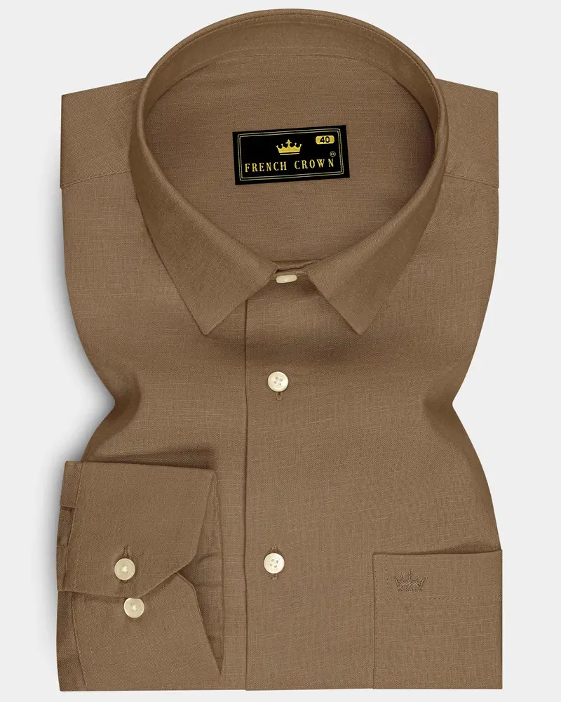 Toast-Pastel Brown Luxurious Linen Dress Shirt 6