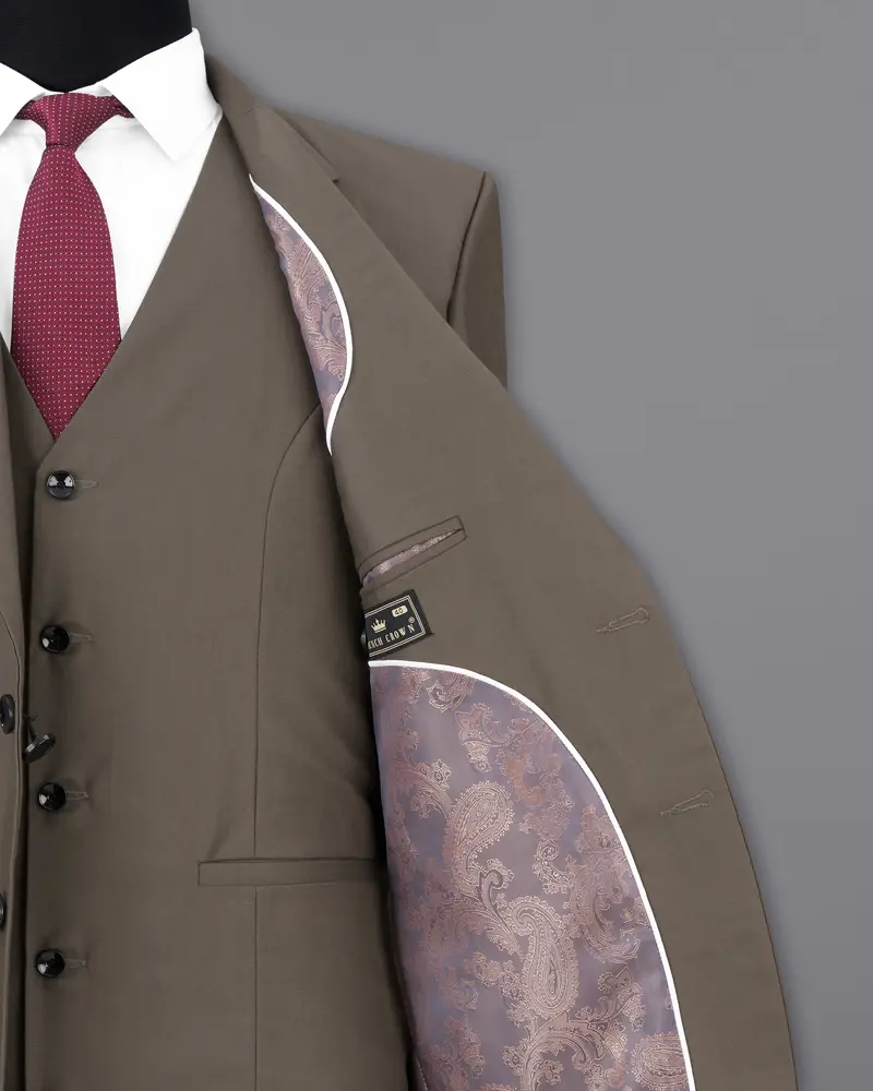 Tobacco Brown Single Breasted Designer Suit 8