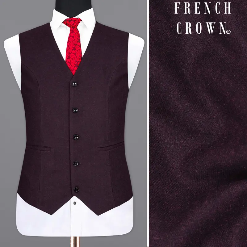 Toledo Wine Pure Wool Textured Waistcoat 1