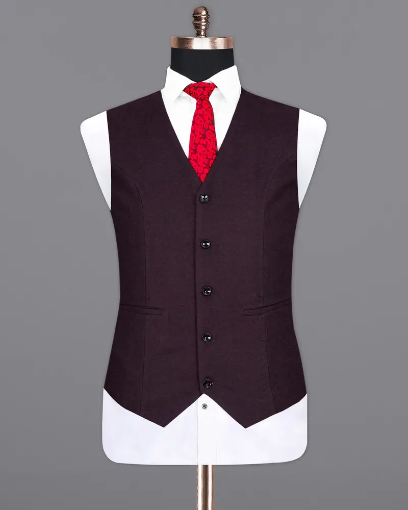 Toledo Wine Pure Wool Textured Waistcoat 2