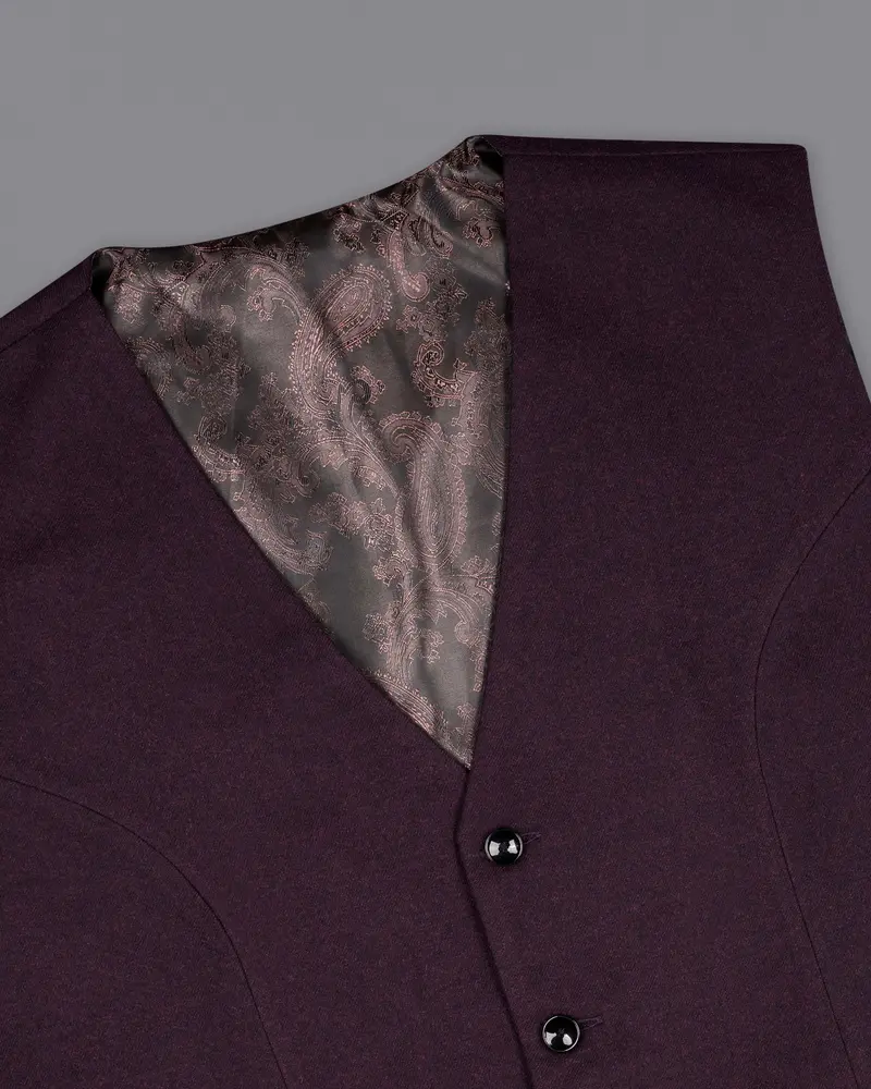 Toledo Wine Pure Wool Textured Waistcoat 4