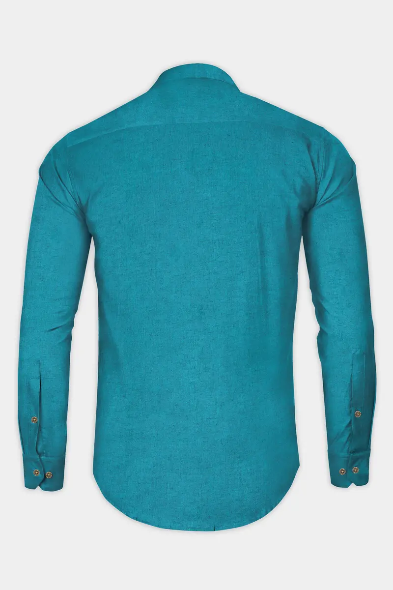 Topaz Aqua Luxurious Linen Shirt 5