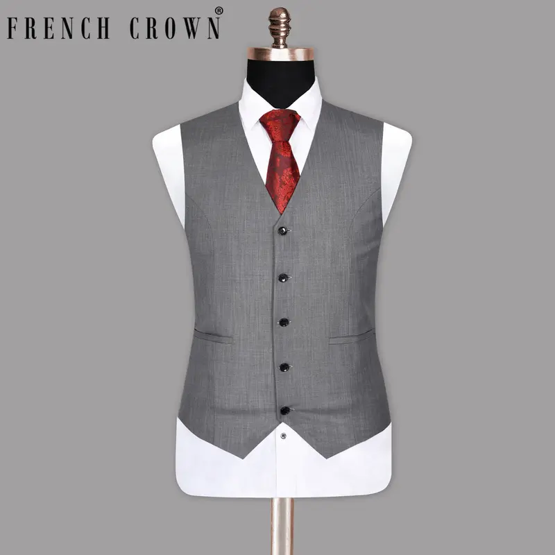 Topaz Grey Wool Blend Waistcoat 1