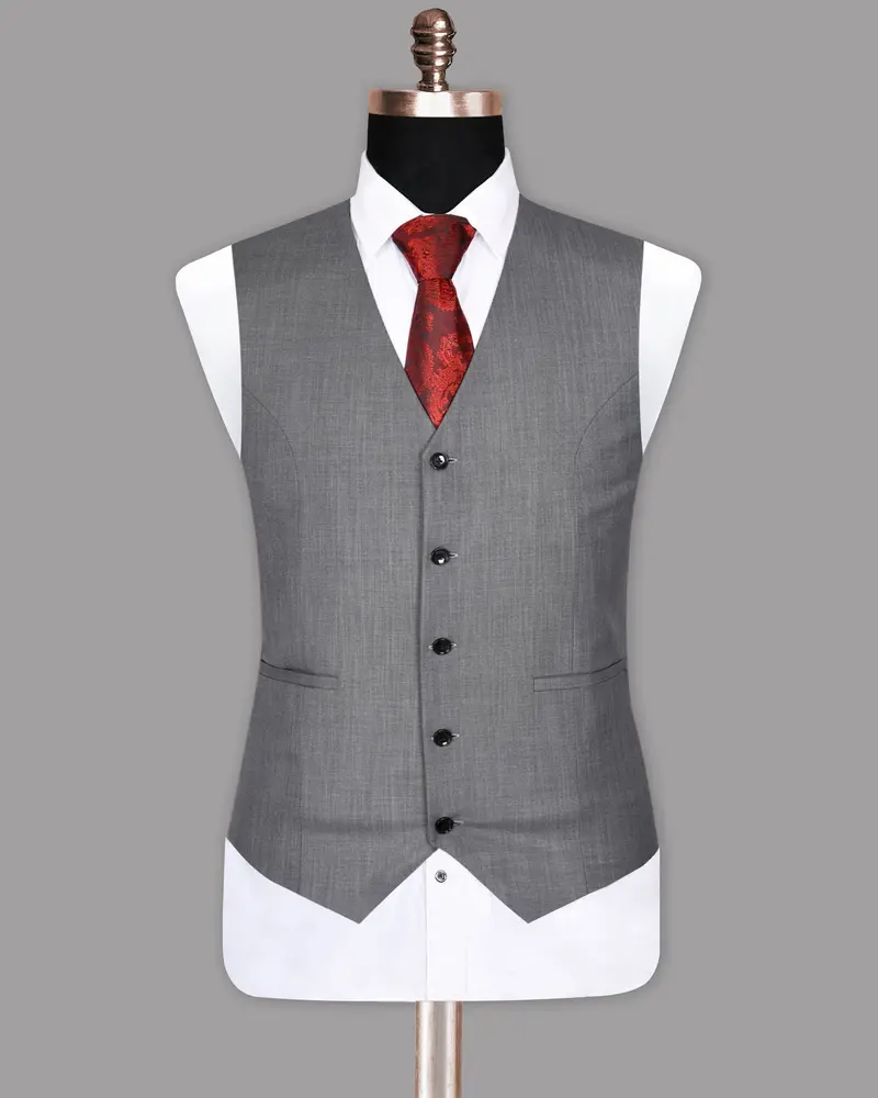 Topaz Grey Wool Blend Waistcoat 2