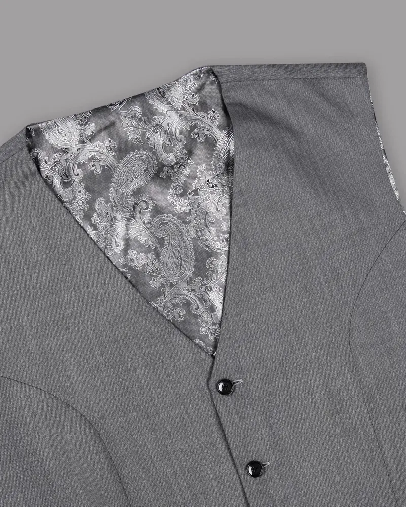 Topaz Grey Wool Blend Waistcoat 4