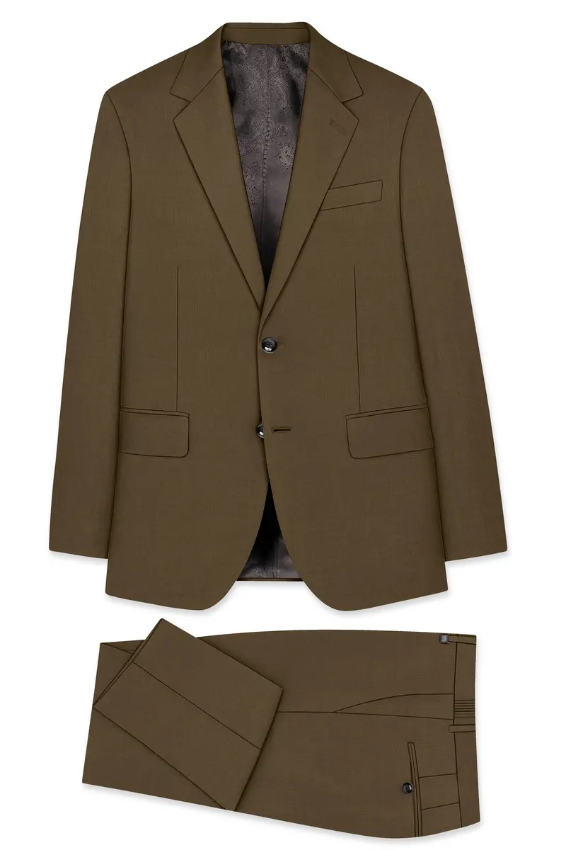 Tortilla Brown Wool Rich Single Breasted Suit 11