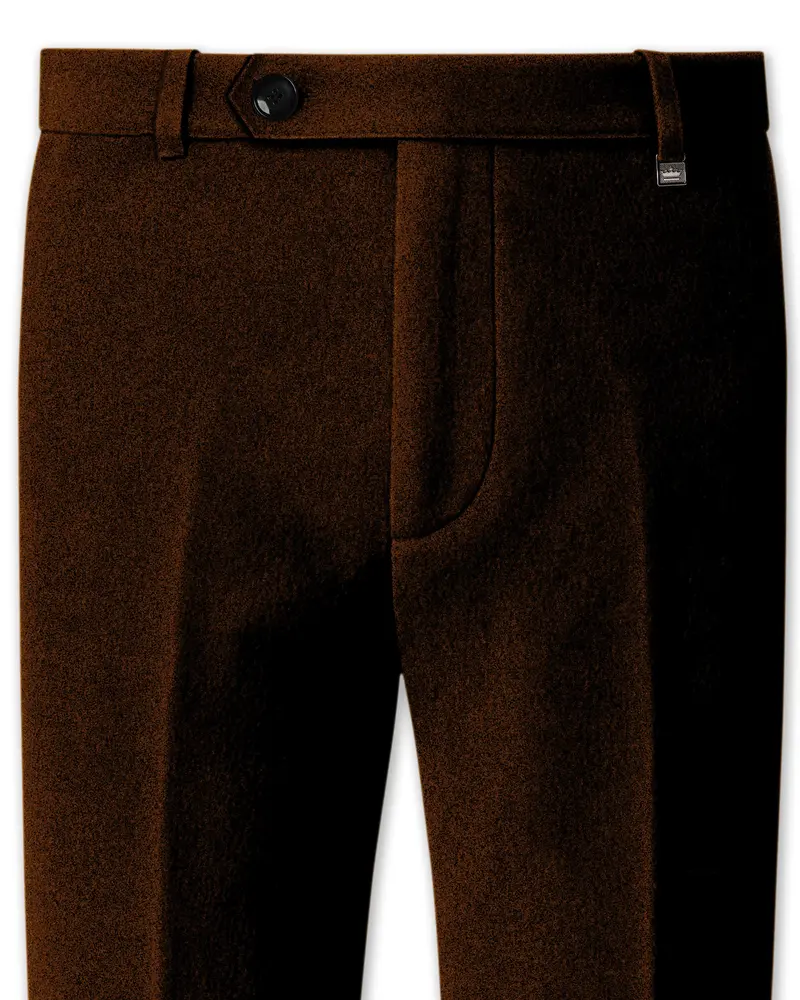 Torvex-Creole Brown Velvet Stretchable Waistband Pant 1