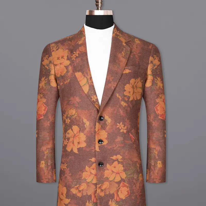 Tosca Rust Floral Printed Overcoat 1