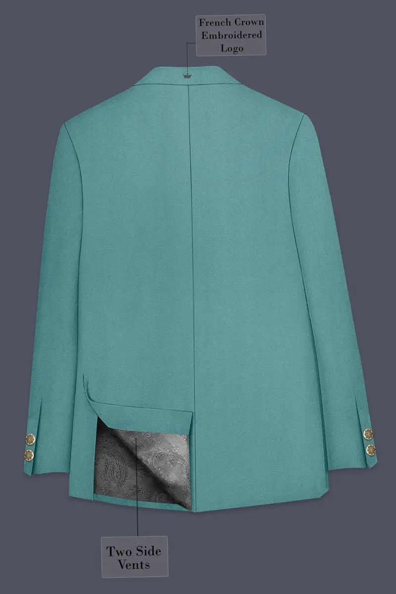 Travirid-Gothic Green Wool Rich Bandhgala Slight Stretch Blazer 7