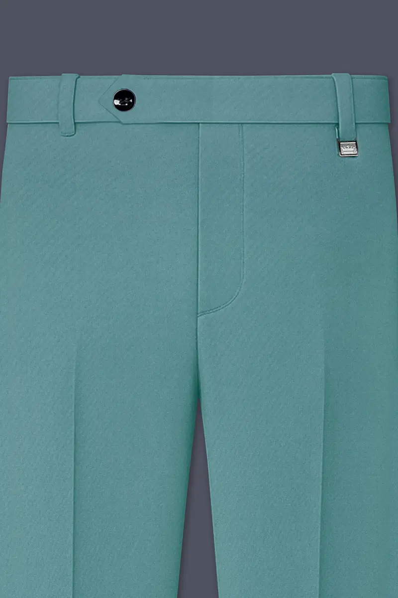 Travirid-Gothic Green Wool Rich Bandhgala Slight Stretch Suit 11