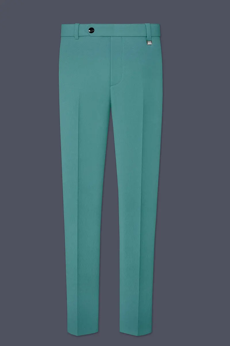 Travirid-Gothic Green Wool Rich Bandhgala Slight Stretch Suit 12