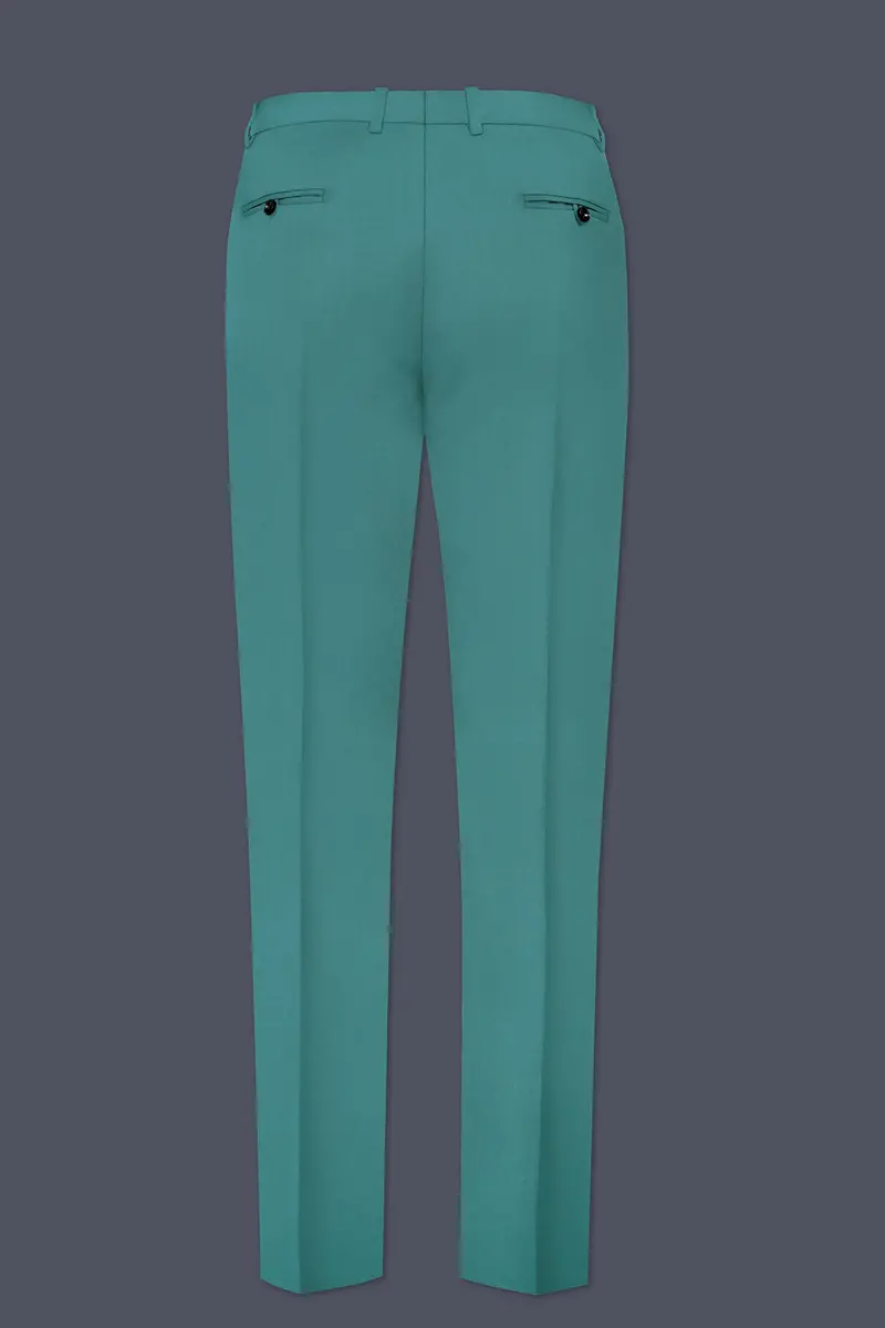 Travirid-Gothic Green Wool Rich Bandhgala Slight Stretch Suit 13