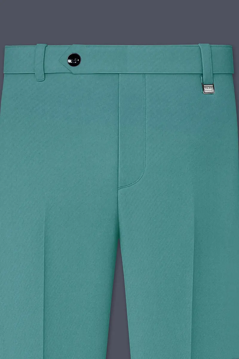 Travirid-Gothic Green Wool Rich Cross Placket Bandhgala Slight Stretch Suit 11