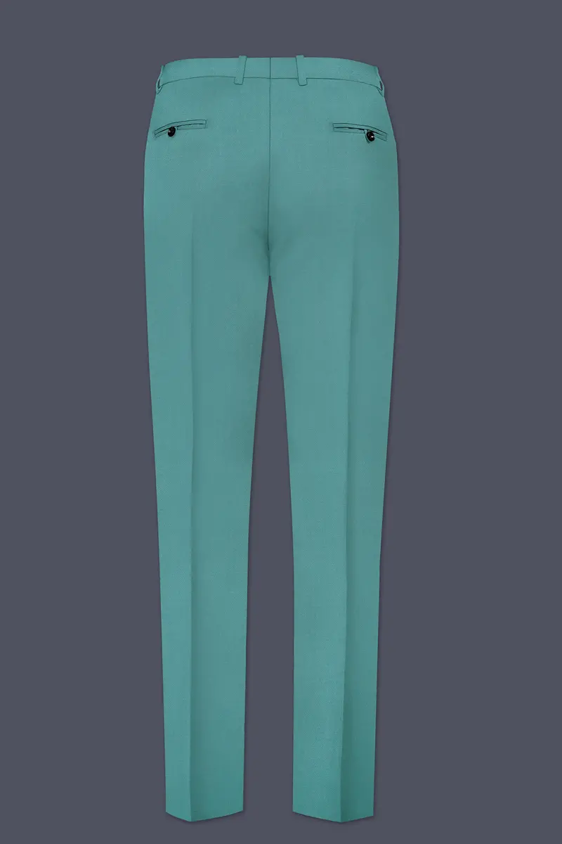 Travirid-Gothic Green Wool Rich Cross Placket Bandhgala Slight Stretch Suit 13