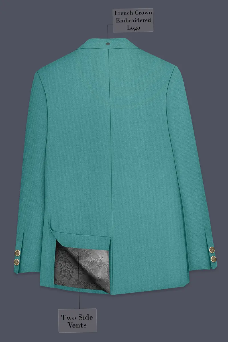 Travirid-Gothic Green Wool Rich Cross Placket Bandhgala Slight Stretch Suit 8