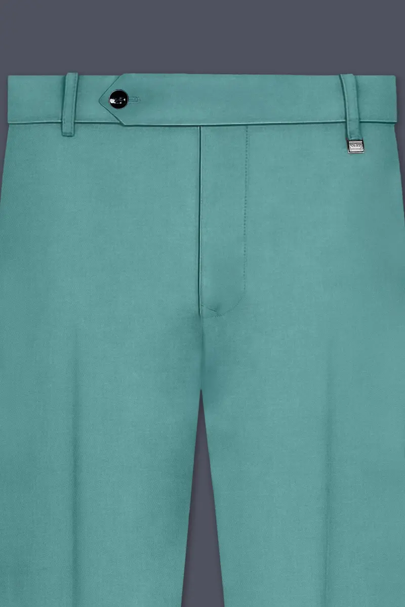 Travirid-Gothic Green Wool Rich Double Breasted Slight Stretch Suit 12
