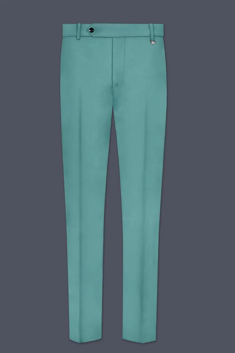 Travirid-Gothic Green Wool Rich Double Breasted Slight Stretch Suit 13