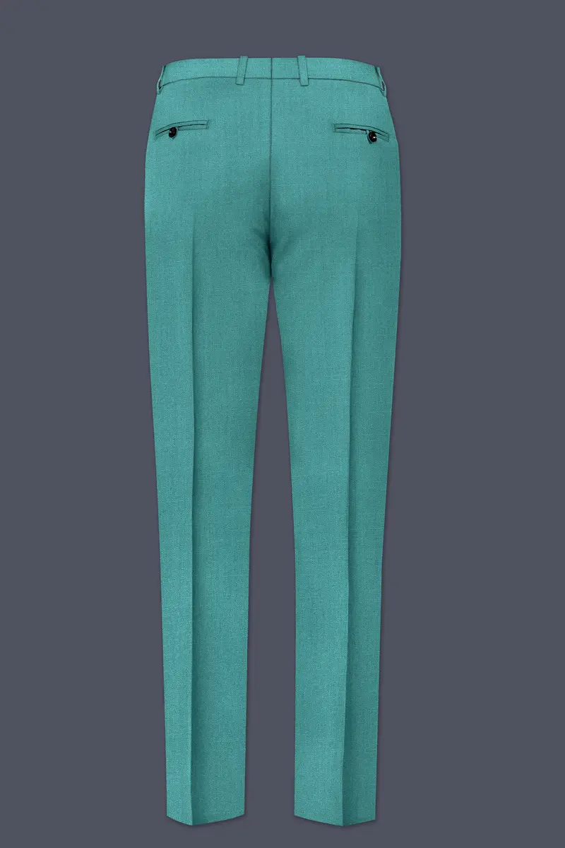 Travirid-Gothic Green Wool Rich Double Breasted Slight Stretch Suit 14