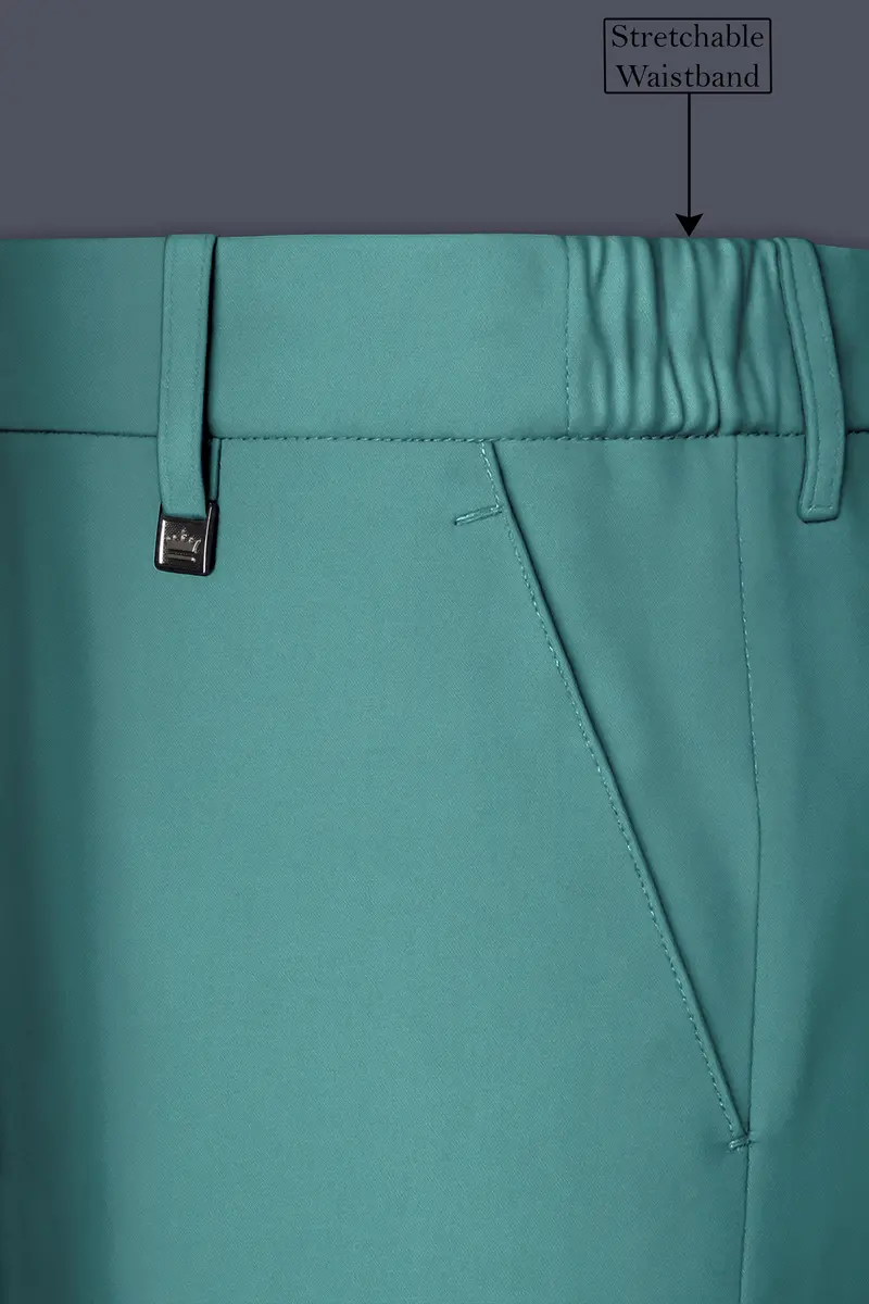 Travirid-Gothic Green Wool Rich Double Breasted Slight Stretch Suit 15