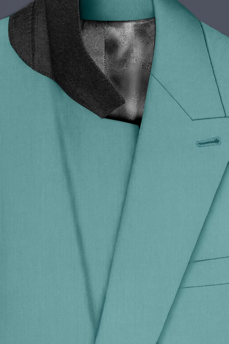 Travirid-Gothic Green Wool Rich Double Breasted Slight Stretch Suit 5