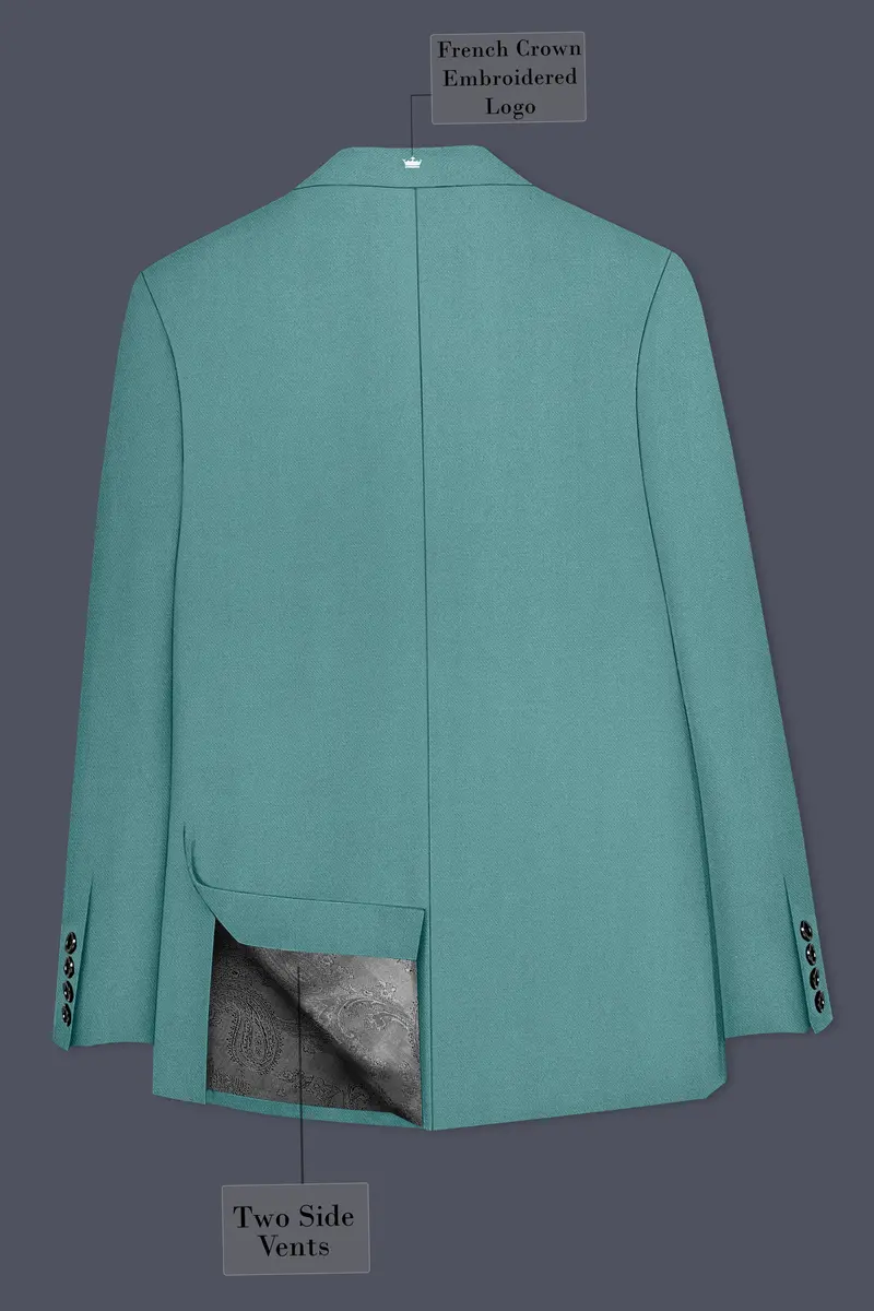 Travirid-Gothic Green Wool Rich Double Breasted Slight Stretch Suit 9